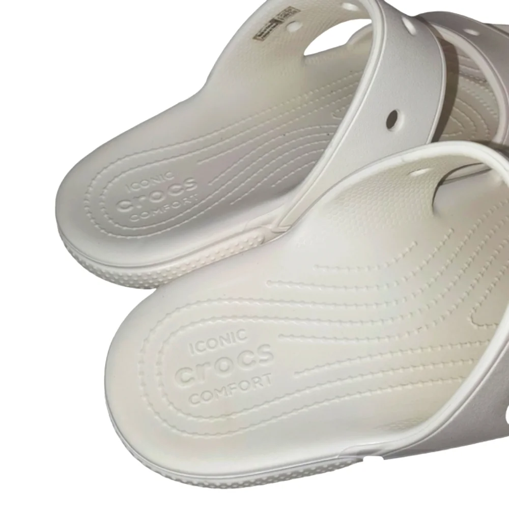 🔥CROCS White Unisex Classic Two Stap Slide On Shoes Women's Size‎ 10 Men's SZ 8